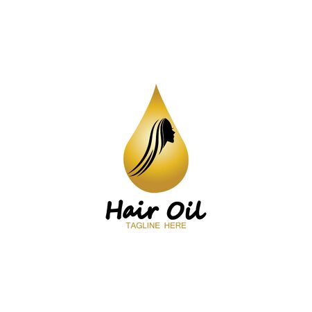 hair oil essential logo with drop oil and hair logo symbol-vectorのイラスト素材