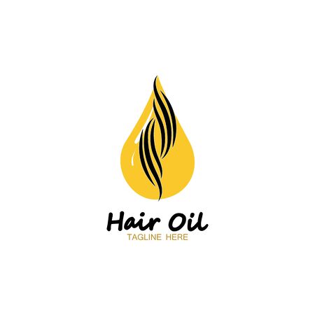 hair oil essential logo with drop oil and hair logo symbol-vectorのイラスト素材