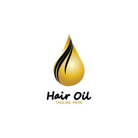hair oil essential logo with drop oil and hair logo symbol-vectorのイラスト素材