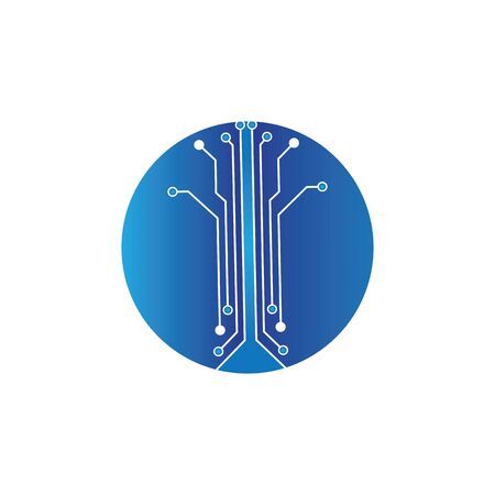 circuit in the circle icon.technology logo design template symbol icon vector-vectorのイラスト素材