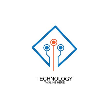 circuit technology logo vector template-vectorのイラスト素材