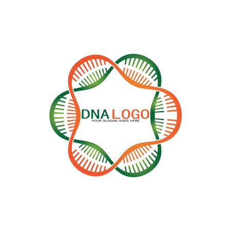 DNA vector logo design template.modern medical logotype.laboratory science icon symbol.colorful pharmacology sign-vectorのイラスト素材