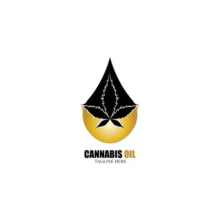 cannabis oil CBD cannabidiol hemp marijuana leaf logo vectorのイラスト素材
