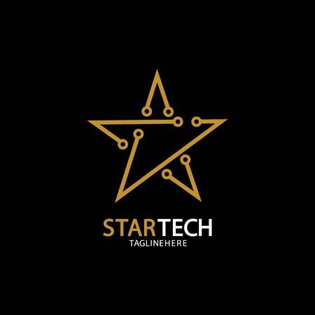 Gold Star Technology logo on black backgroundのイラスト素材
