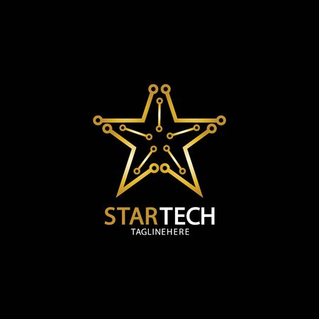 Gold Star Technology logo on black backgroundのイラスト素材