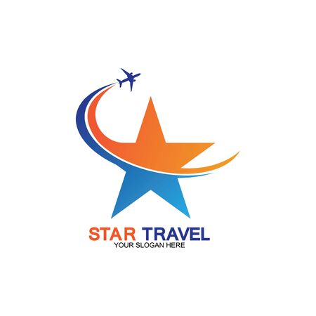 Star travel logo design. Travel agency logo design. Amazing destinations creative symbol concept.のイラスト素材