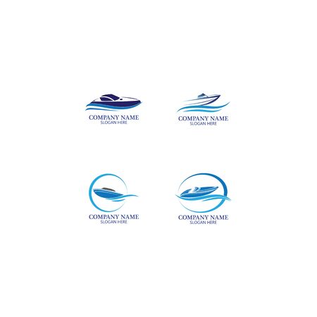 Speed Boat Logo, Logo collection set, Concept design, Symbol, Iconのイラスト素材