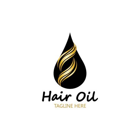 hair oil essential logo with drop oil and hair logo symbol-vectorのイラスト素材