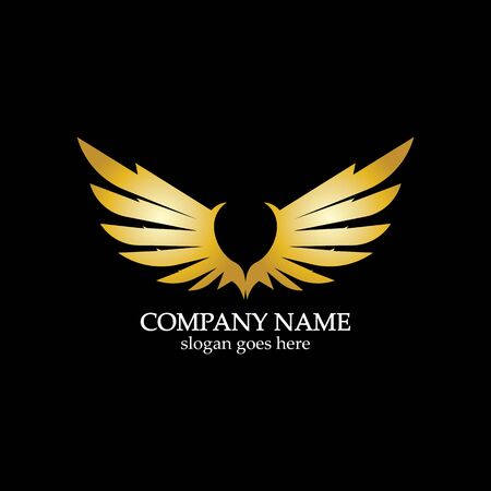 wings gold logo vector illustration template-vectorのイラスト素材