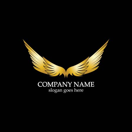 wings gold logo vector illustration template-vectorのイラスト素材