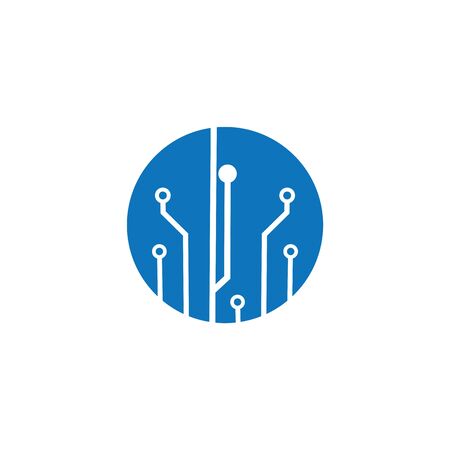 circuit board  in the circle icon.technology logo design template symbol icon vector-vectorのイラスト素材