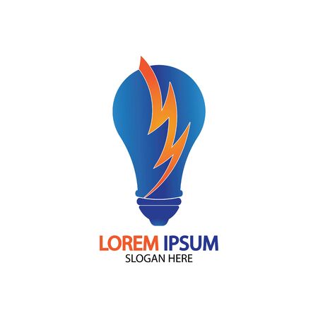Bulb energy thunder bolt concept logo icon vector templateのイラスト素材