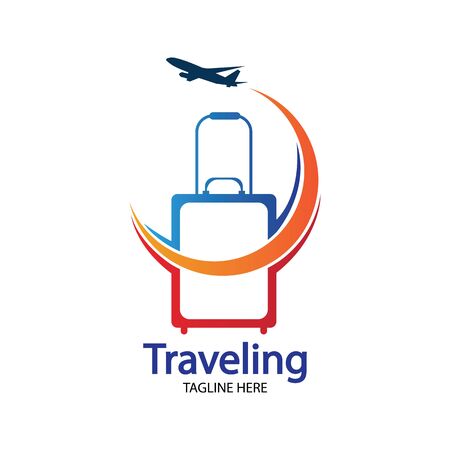Travel , holidays, tourism, business trip company icon design. bag vector with airplaneのイラスト素材