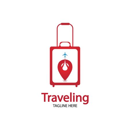 Travel , holidays, tourism, business trip company icon design. bag vector with airplaneのイラスト素材