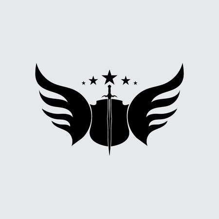 The winged sword with shield vector icon.のイラスト素材