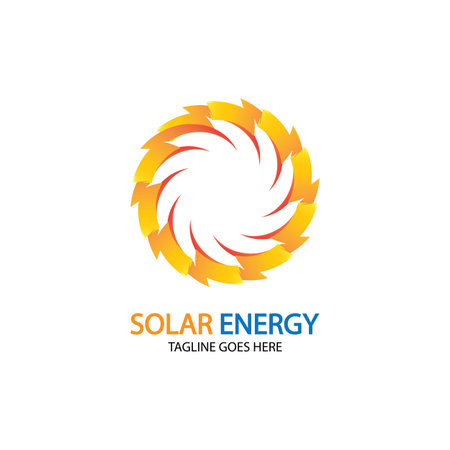 Sun solar energy logo design template. solar tech logo designsのイラスト素材