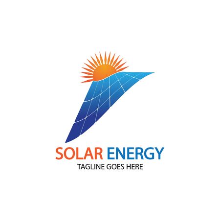 Sun solar energy logo design template. solar tech logo designsのイラスト素材