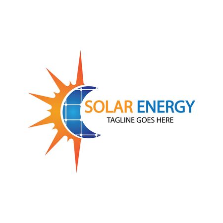 Sun solar energy logo design template. solar tech logo designsのイラスト素材