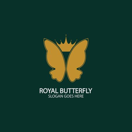 Golden Butterfly logo. Royal butterfly logotypeのイラスト素材