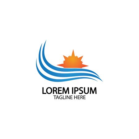 Water wave and sun icon vector illustration design logoのイラスト素材