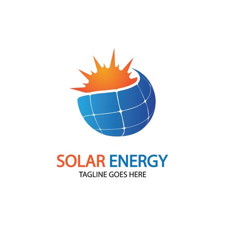 Sun solar energy logo design template. solar tech logo designsのイラスト素材