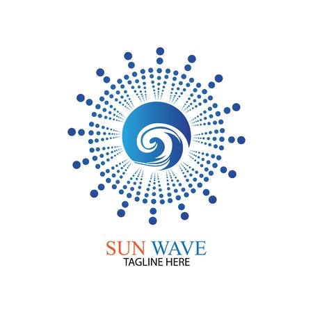Water wave and sun icon vector illustration design logoのイラスト素材