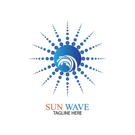 Water wave and sun icon vector illustration design logoのイラスト素材