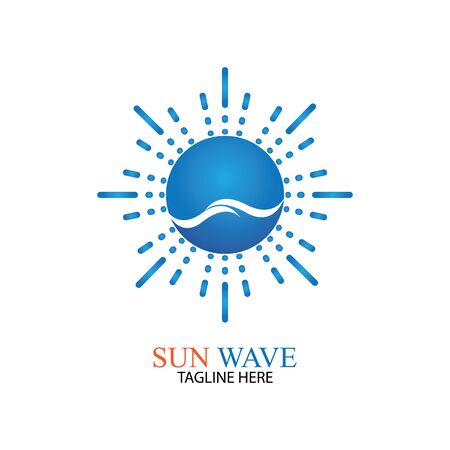 Water wave and sun icon vector illustration design logoのイラスト素材