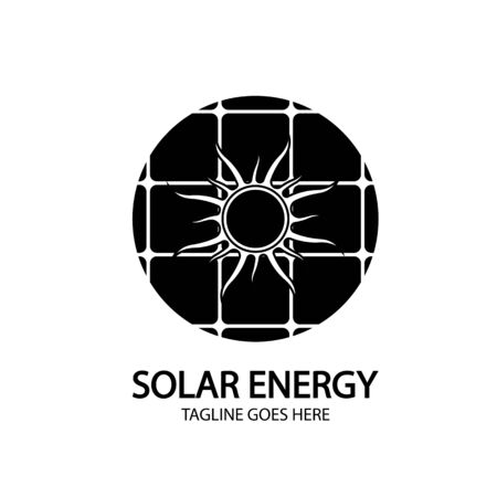Solar energy panel and sun icon isolated on white backgroundのイラスト素材
