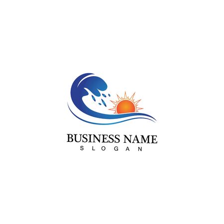 Water wave and sun icon vector illustration design logoのイラスト素材
