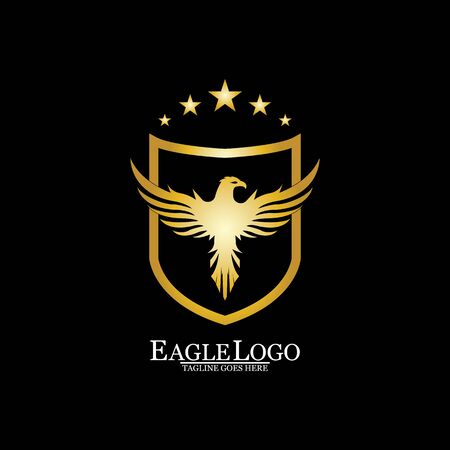 Golden Eagle with Shield logo designのイラスト素材