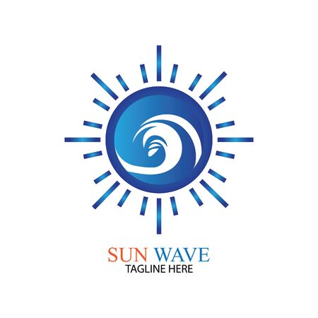 Water wave and sun icon vector illustration design logoのイラスト素材