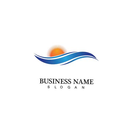Water wave and sun icon vector illustration design logoのイラスト素材
