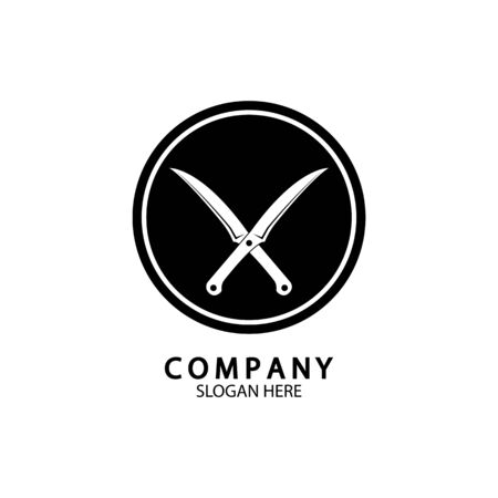 The crossed knives icon. Knife and chef, kitchen symbol. Flat illustrationのイラスト素材