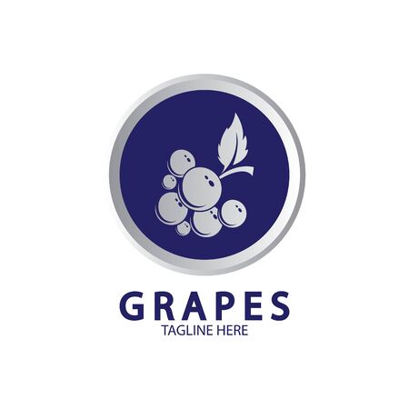Grapes Vector Logo Icon isolated. Organic Wine branding template. Nature Grapes Logotypeのイラスト素材