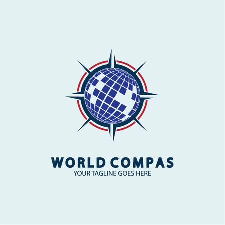 World Compass logo design, world logo concept, compass logo concept, earth icon, north, west, east and south direction, suitable for business and app logo or iconのイラスト素材