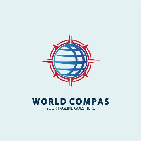 World Compass logo design, world logo concept, compass logo concept, earth icon, north, west, east and south direction, suitable for business and app logo or iconのイラスト素材