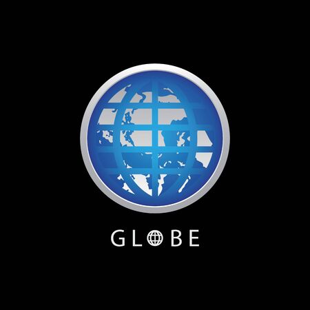 Globe map round earth logo vector image,Vector earth globes isolated on black background.のイラスト素材