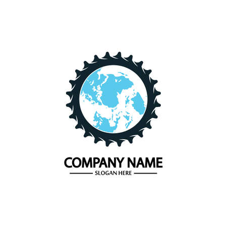 Global Engineer World Gear Logo Design Templateのイラスト素材