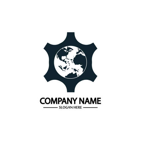 Global Engineer World Gear Logo Design Templateのイラスト素材