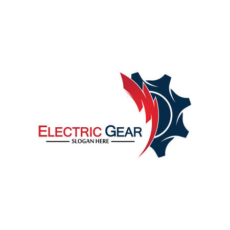 Electric gear vector  template illustration. Suitable for business, technology and web. also, for energy and thunder symbolのイラスト素材