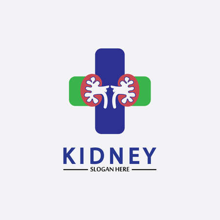 Health and Care Kidney Logo Design Concept. Urology Logo Vector Templateのイラスト素材