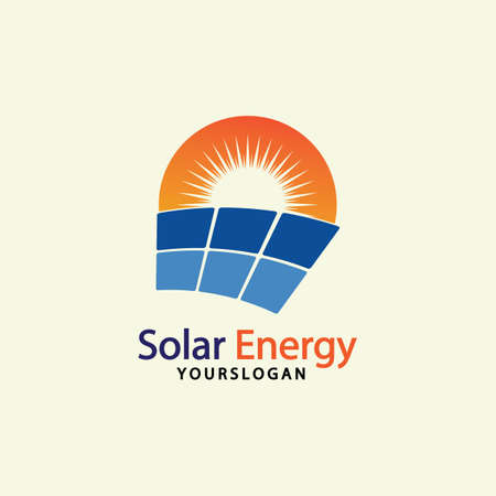 Sun solar energy logo design template. solar tech logo designsのイラスト素材