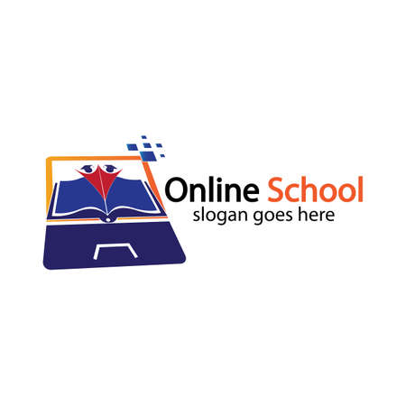 Online Education logo design template. Online course logo design. Online Learning logoのイラスト素材