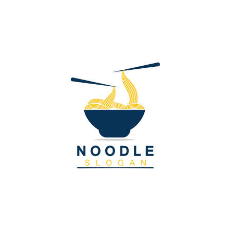 Noodle logo Vector Icon llustration design template.Suitable for any business related to ramen, noodles, fast food restaurants, Korean food, Japanese food or any other business on a white background.のイラスト素材