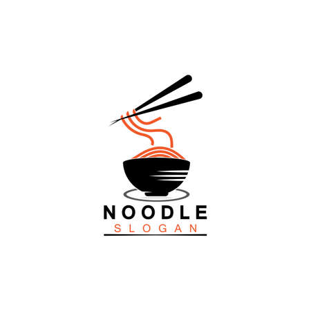 Noodle logo Vector Icon llustration design template.Suitable for any business related to ramen, noodles, fast food restaurants, Korean food, Japanese food or any other business on a white background.のイラスト素材