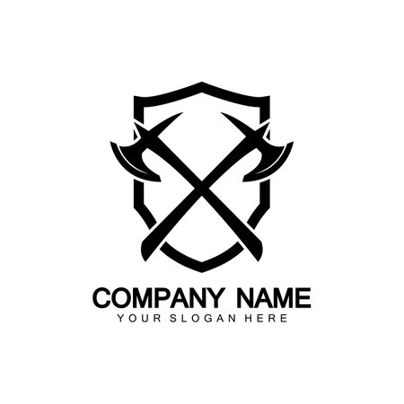 War axe logo. War axe  executioner axe  viking battle axe in vectorのイラスト素材
