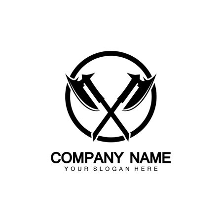 War axe logo. War axe  executioner axe  viking battle axe in vectorのイラスト素材