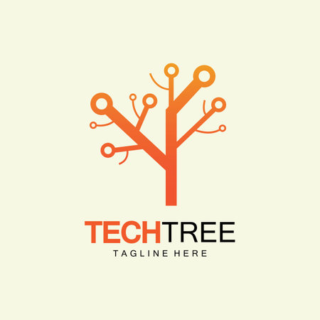 tech tree logo concept,green network technology logo vector.tech tree electrical circuit digital logo vector iconのイラスト素材