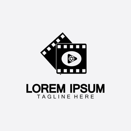 Play movie Video Camera& Film Strip Play Movie Cinema Entertainment Stock Vector icon logo designのイラスト素材